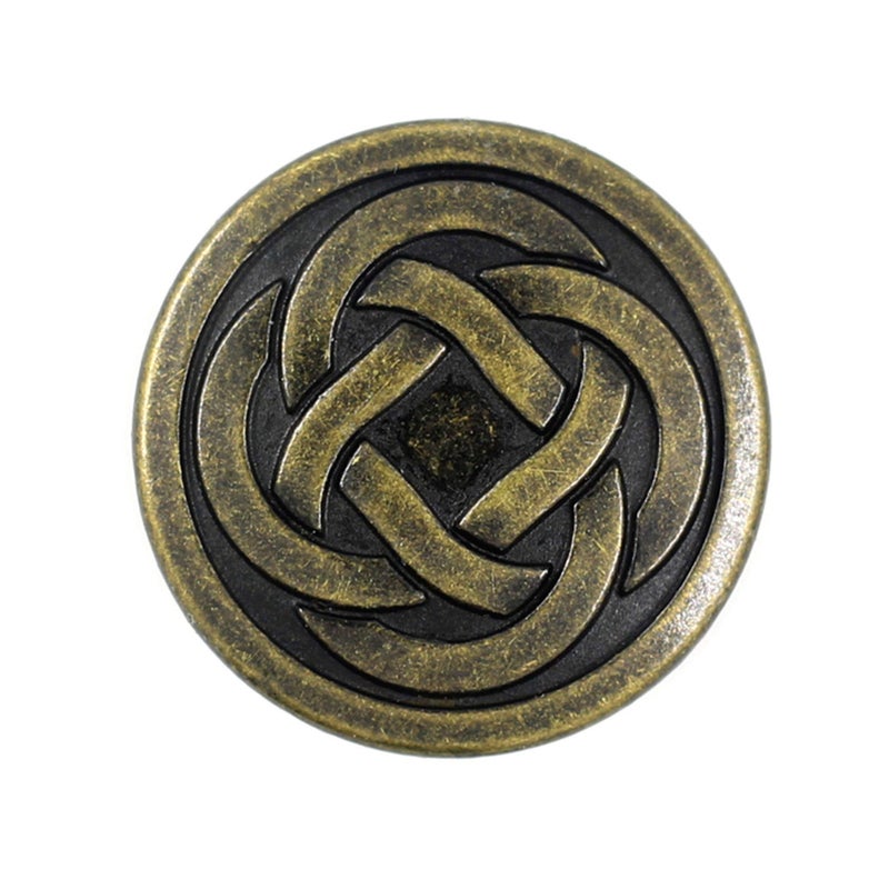 Bezelry 12 Pieces Tiny Celtic Knot Metal Shank Buttons. 20mm (3/4 inch) (Antique Brass) - Image 1
